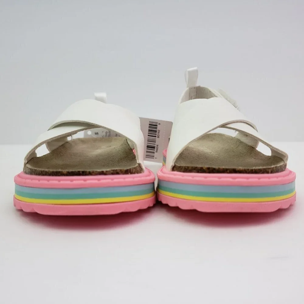 NEW Carters Cindy Baby Girl Size 5 White Pink Footbed Platform Sandals CS22L05B